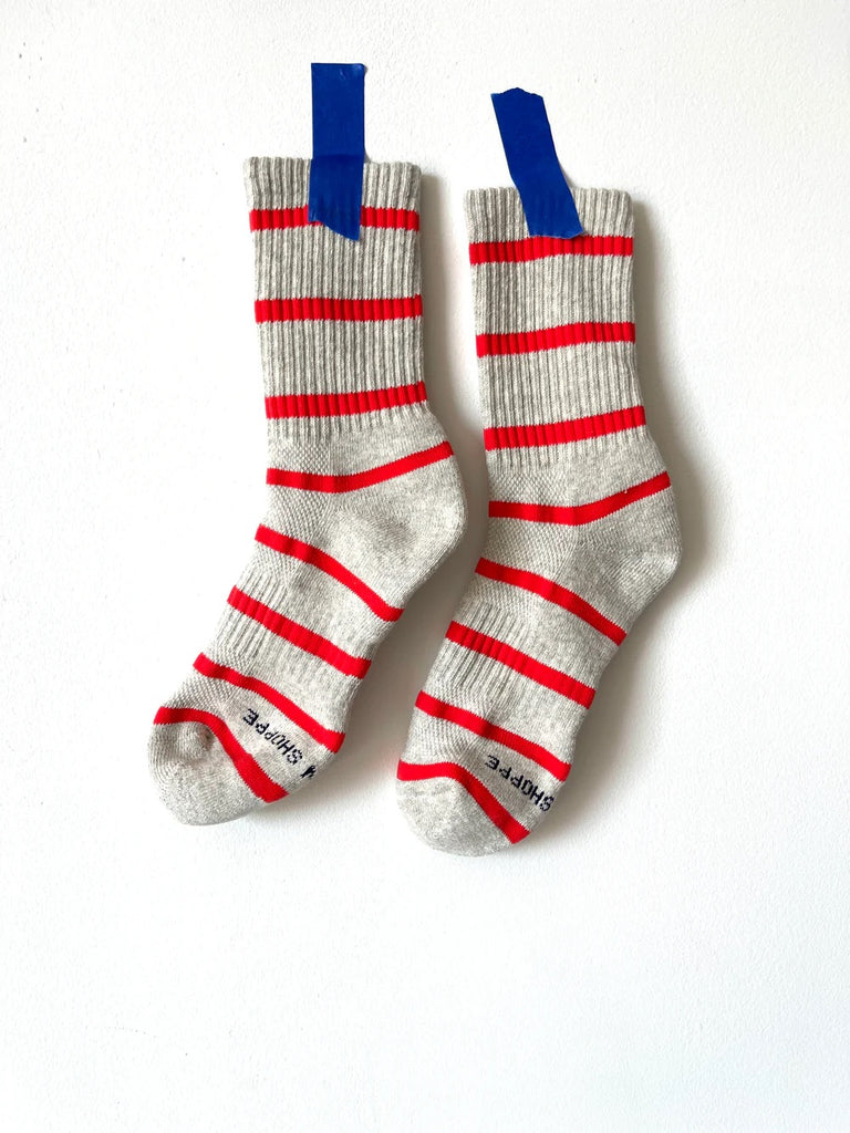 Striped Boyfriend Socks (Red)