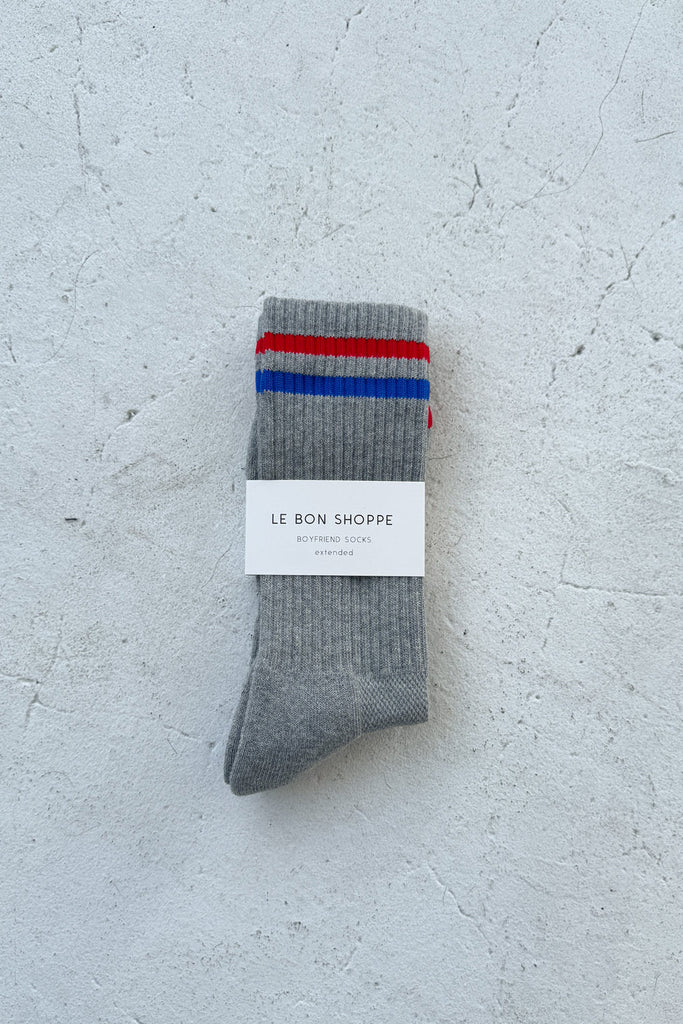 Extended Boyfriend Socks (True Grey) by Le Bon Shoppe