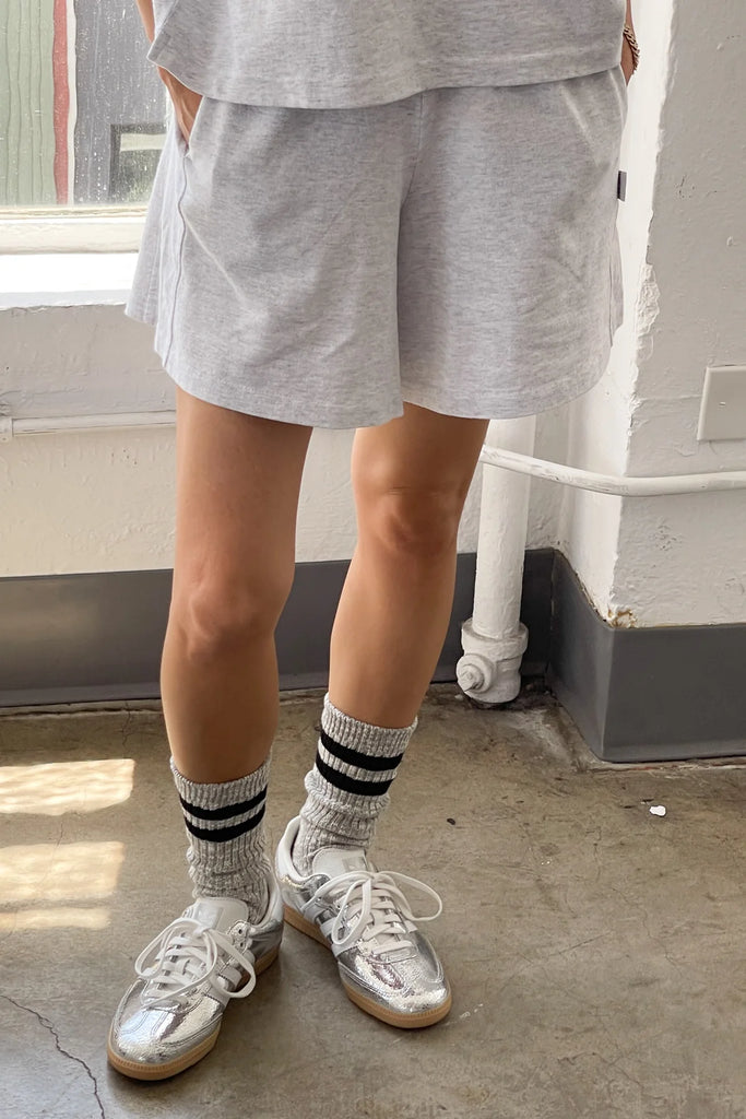 Flared Basketball Shorts (Icy Grey) by Le Bon Shoppe