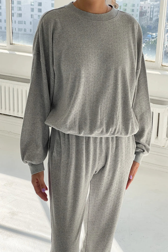 Pointelle Core Sweatshirt (Melange Grey) by Le Bon Shoppe