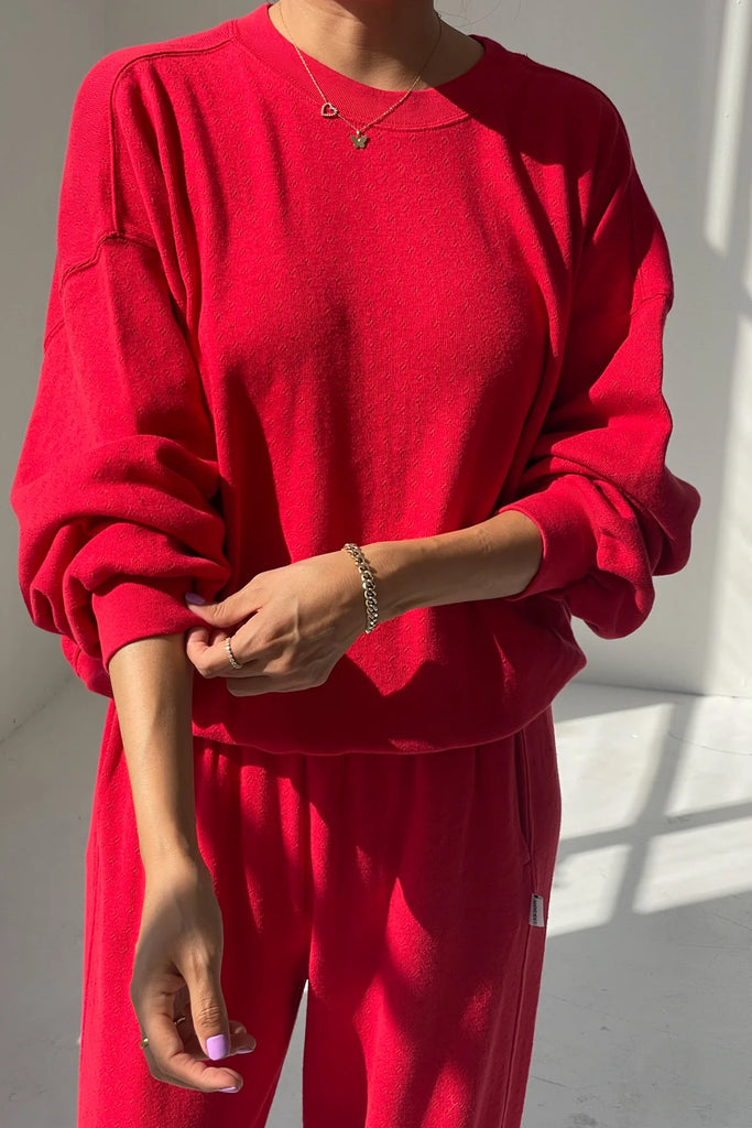 Pointelle Core Sweatshirt (Red Apple) by Le Bon Shoppe
