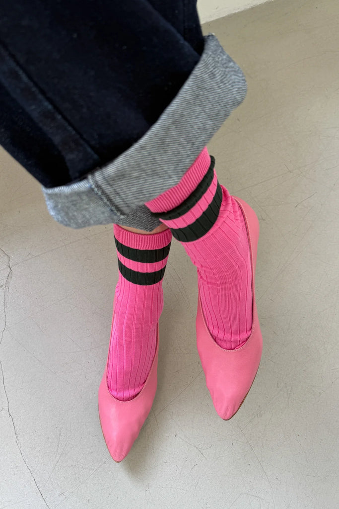 Varsity Her Socks (Pink Green) by Le Bon Shoppe