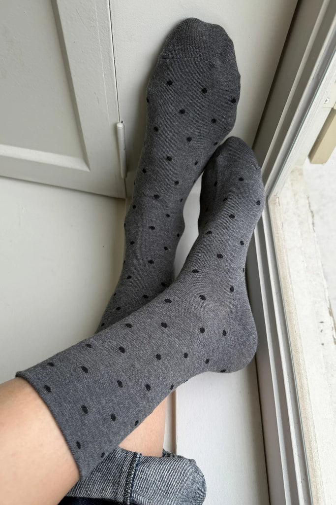 Polka Dot Sneaker Socks (Charcoal) by Le Bon Shoppe