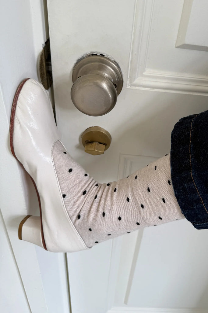 Polka Dot Sneaker Socks (Oatmeal) by Le Bon Shoppe