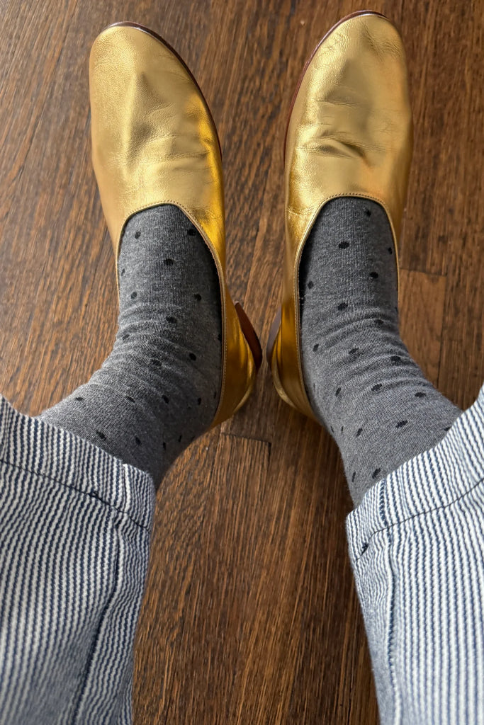 Polka Dot Sneaker Socks (Charcoal) by Le Bon Shoppe