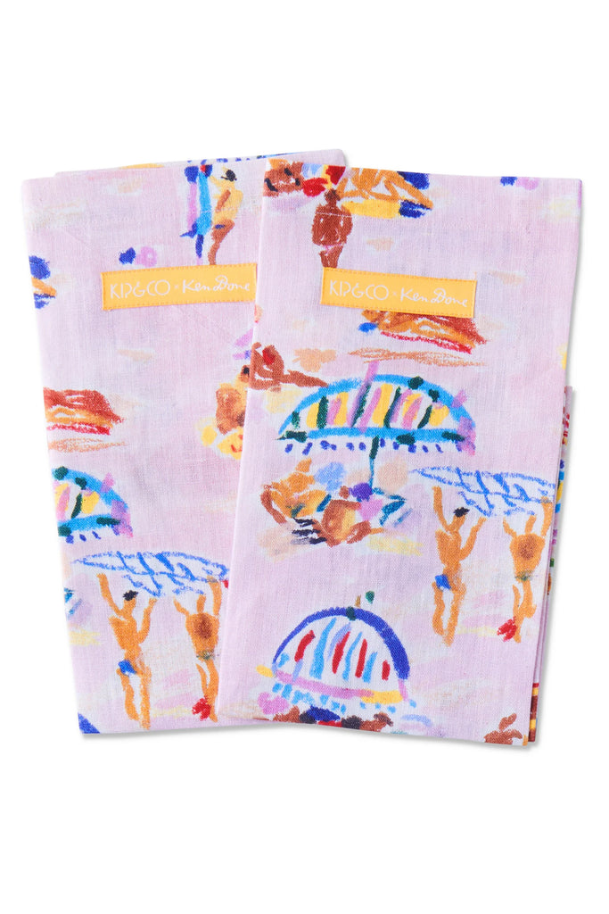 4-Piece Ken Done Linen Napkin Set (Beach Days) by Kip & Co