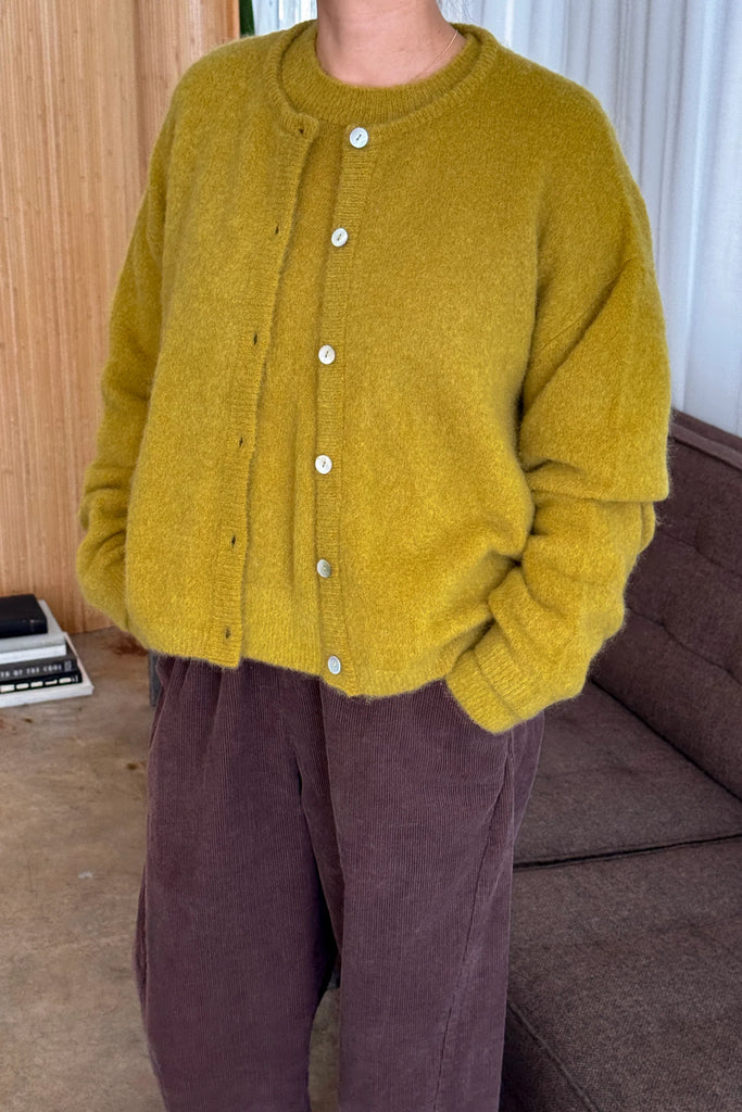 Leila Mohair Cardigan (Bistro Yellow) by Le Bon Shoppe