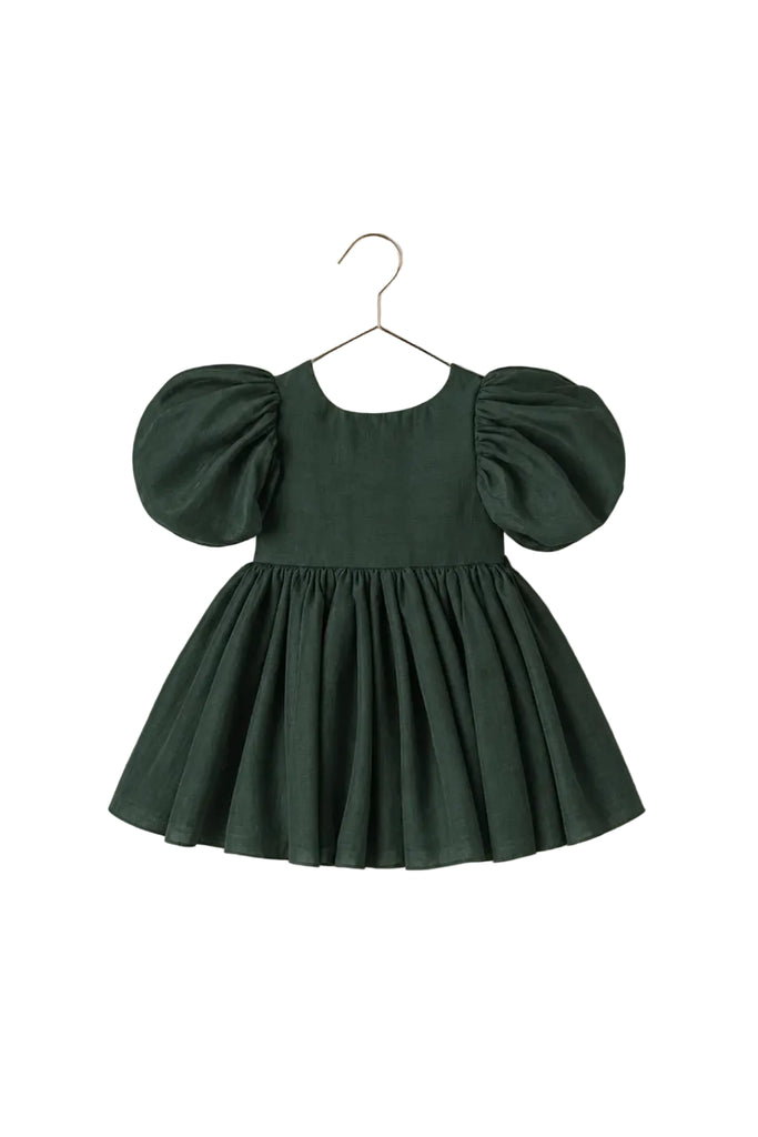 dark green infant dress Sofia (Green Shimmer) | The Yo Store birthday dress emerald green baby dress