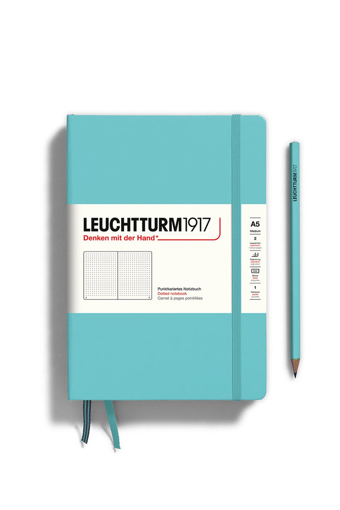 Medium A5 Hardcover Dotted Notebook (Aquamarine) by Leuchtturm1917