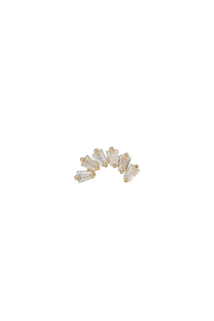 CZ Mini Baguette Stud (Solid Gold) by Ofina Jewelry