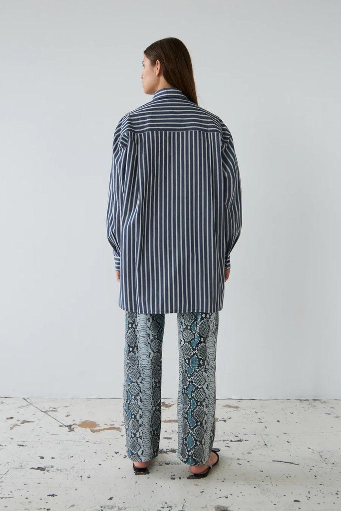 Oversized Striped Cotton Shirt (Blue Stripes) by Stella Nova