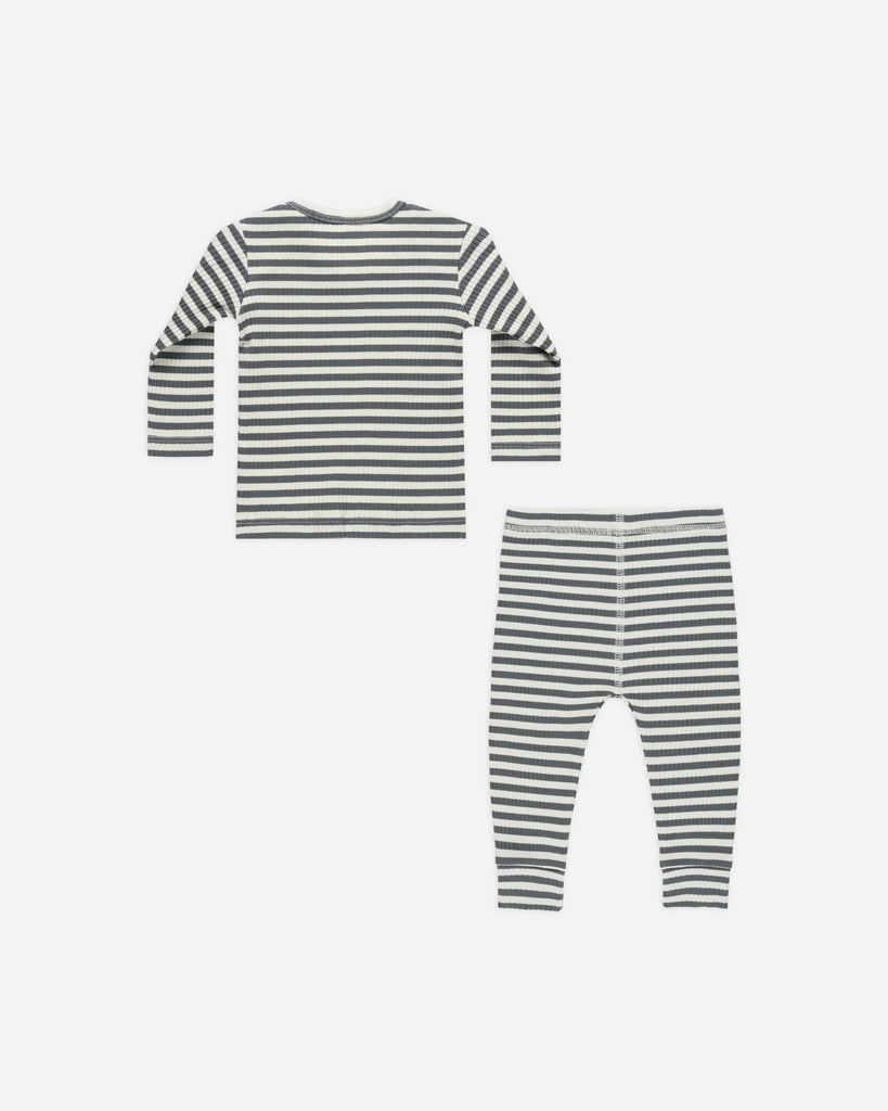 Ribbed Indigo Stripe Set by Quincy Mae