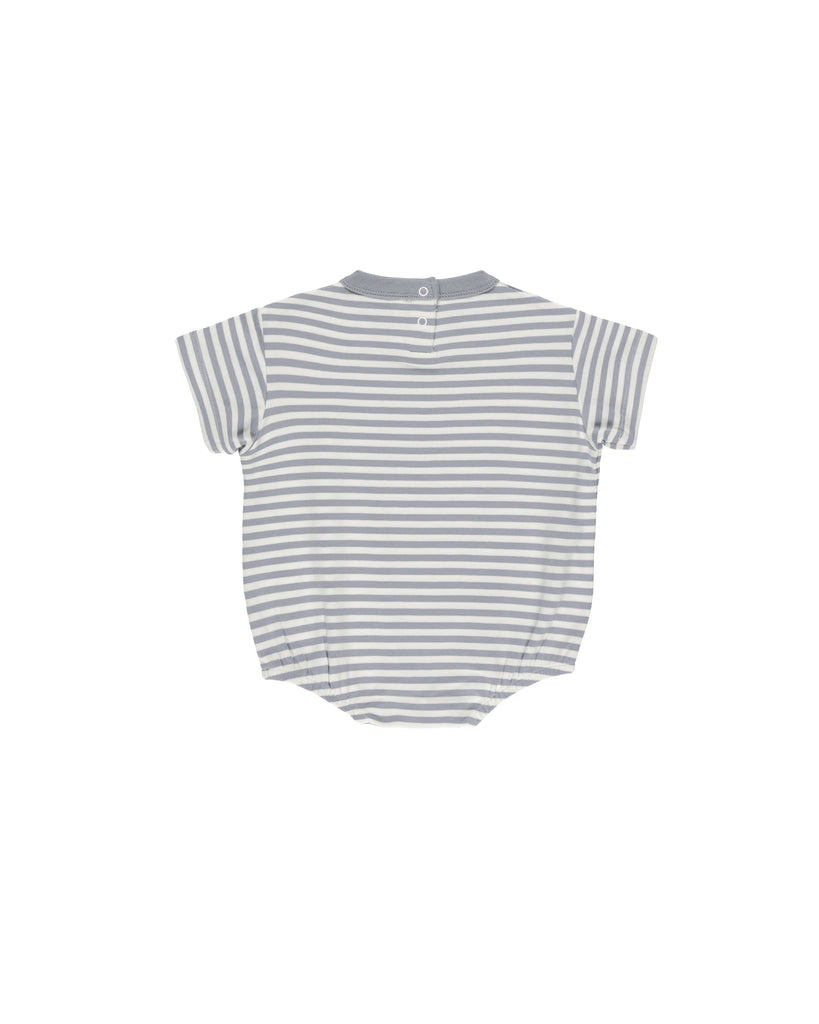 Relaxed Bubble Romper (Blue Stripe) by Quincy Mae