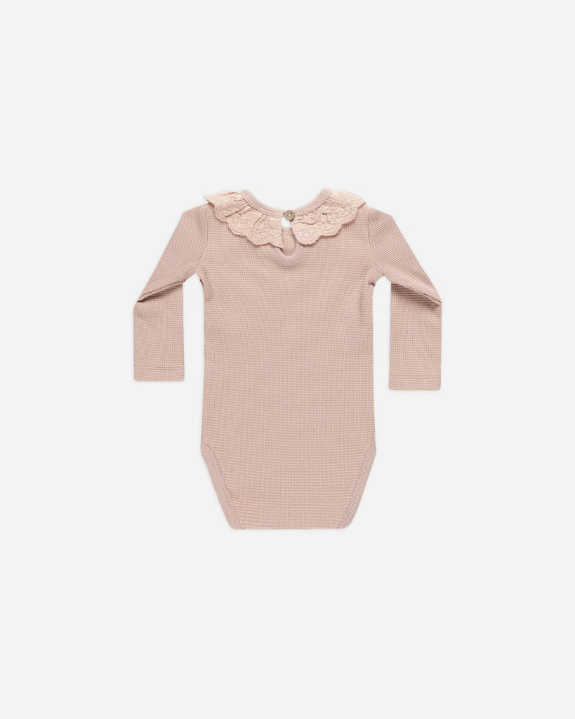 Ruffle Collar Bodysuit (Blush) by Quincy Mae