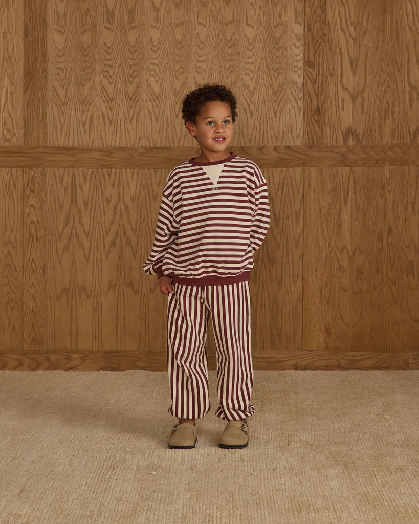 Oversized Crew (Burgundy Stripe) by Rylee + Cru
