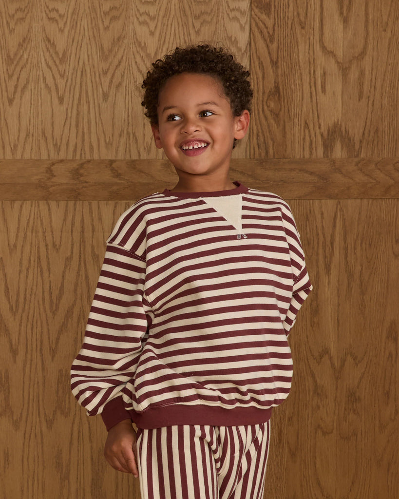 Oversized Crew (Burgundy Stripe) by Rylee + Cru