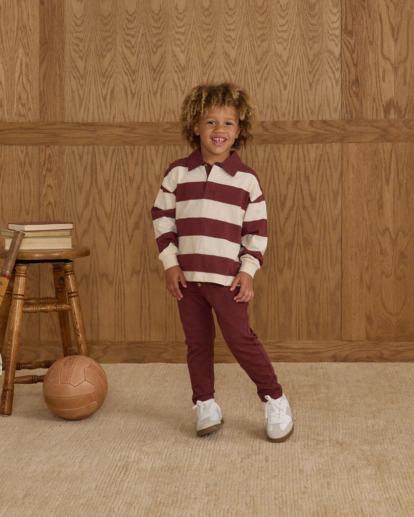 Rugby Polo (Burgundy Stripe) by Rylee + Cru