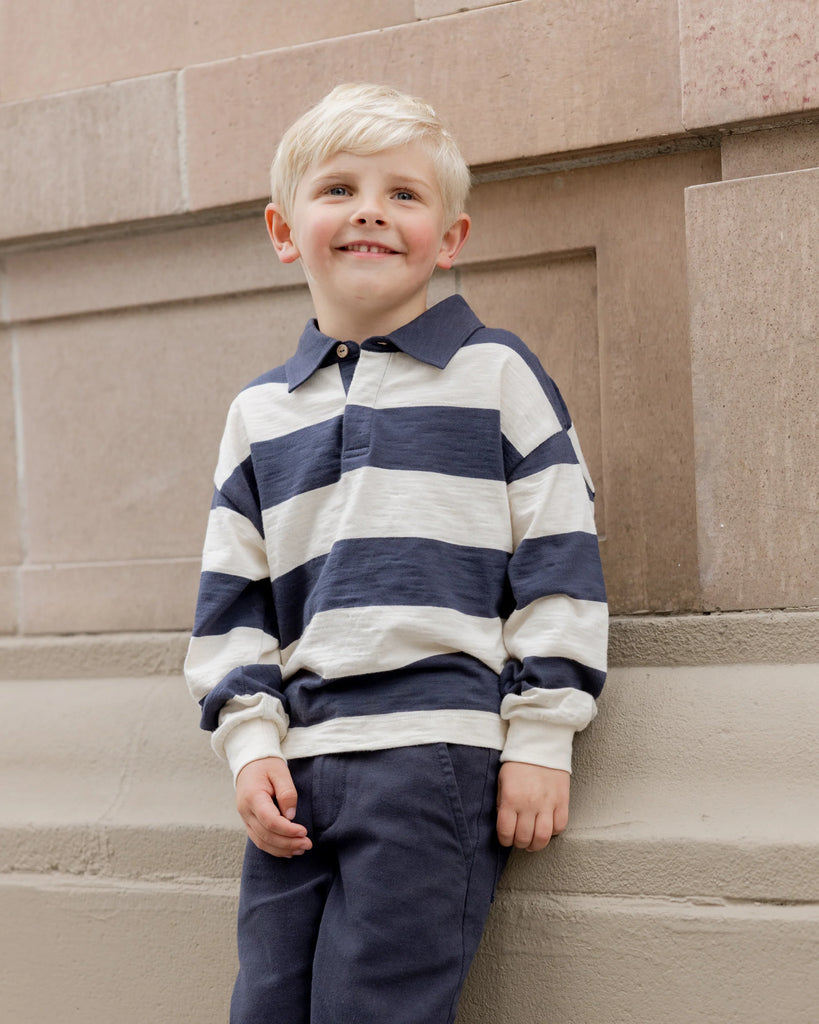 Rugby Polo (Navy Stripe) by Rylee + Cru
