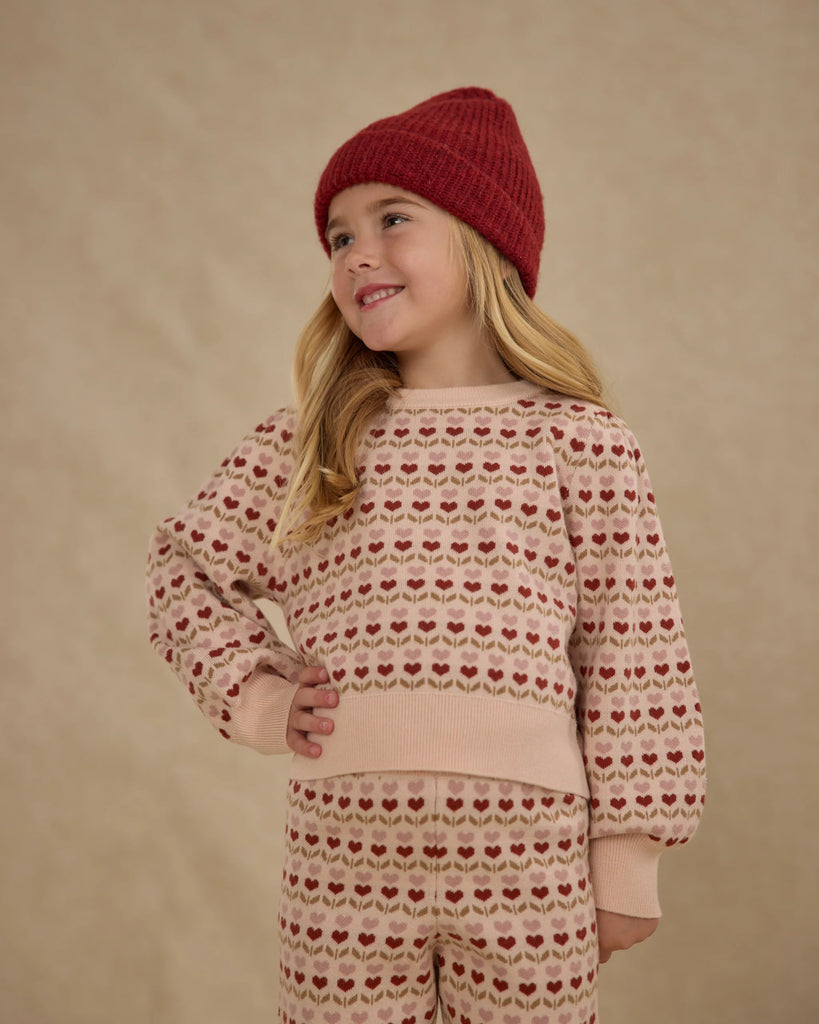 Jacquard Knit Set (Ruby Hearts) by Rylee + Cru