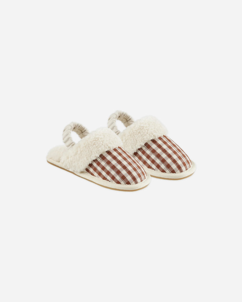 Slippers (Brick Gingham) by Rylee + Cru