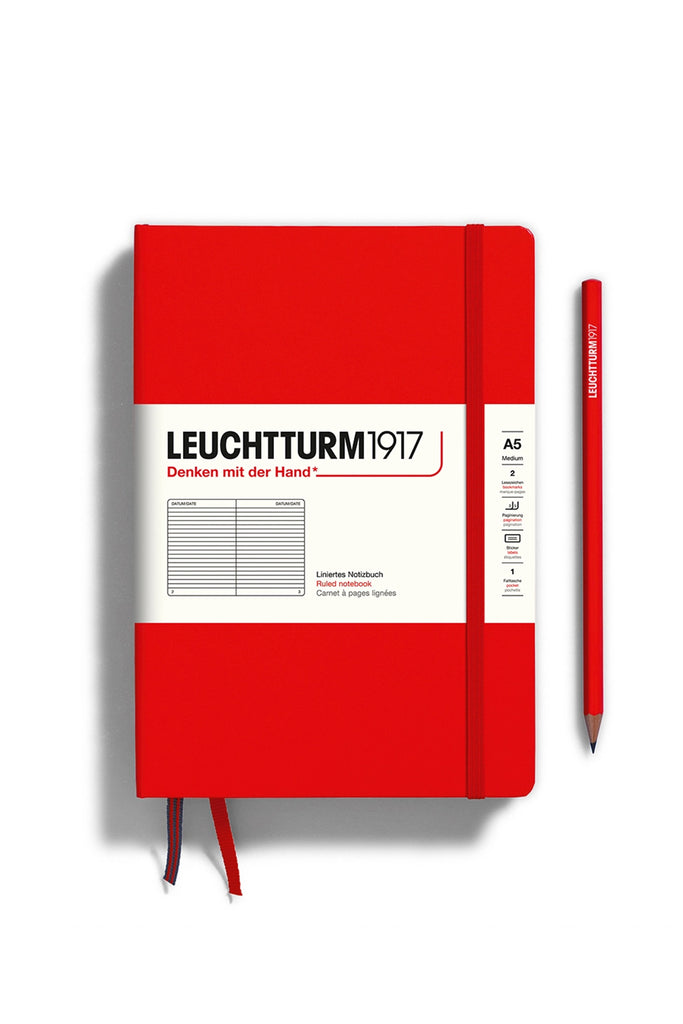 Medium A5 Hardcover Ruled Notebook (Red) by Leuchtturm1917