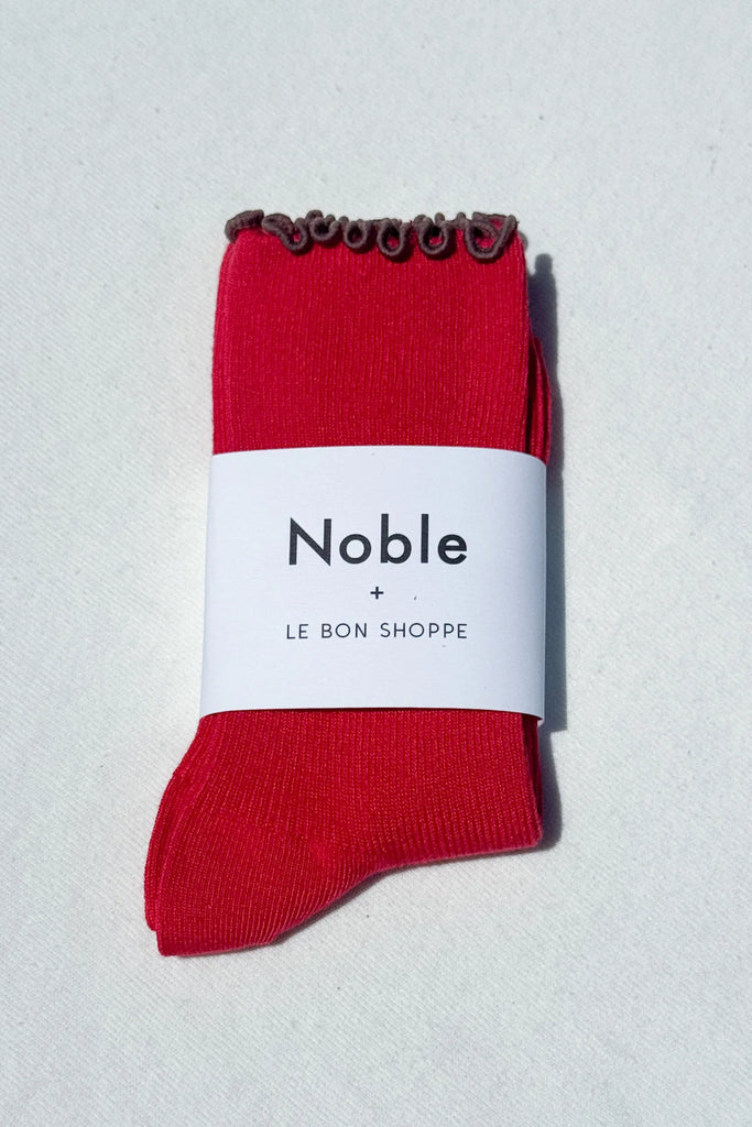 Ruffled Modal Socks (Paprika) by Le Bon Shoppe