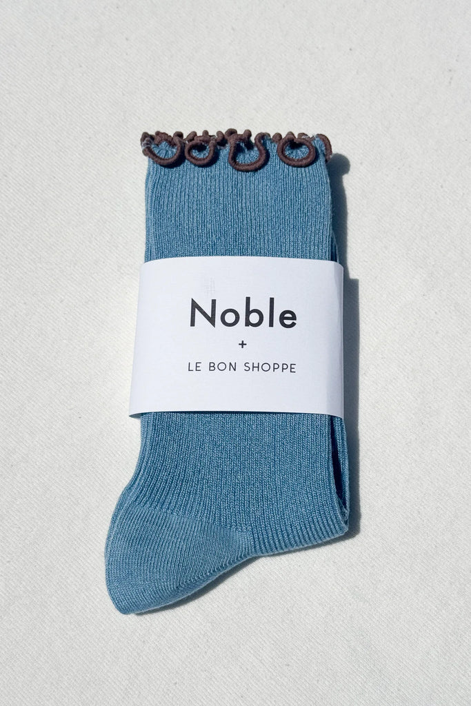 Ruffled Modal Socks (Powder Blue) by Le Bon Shoppe