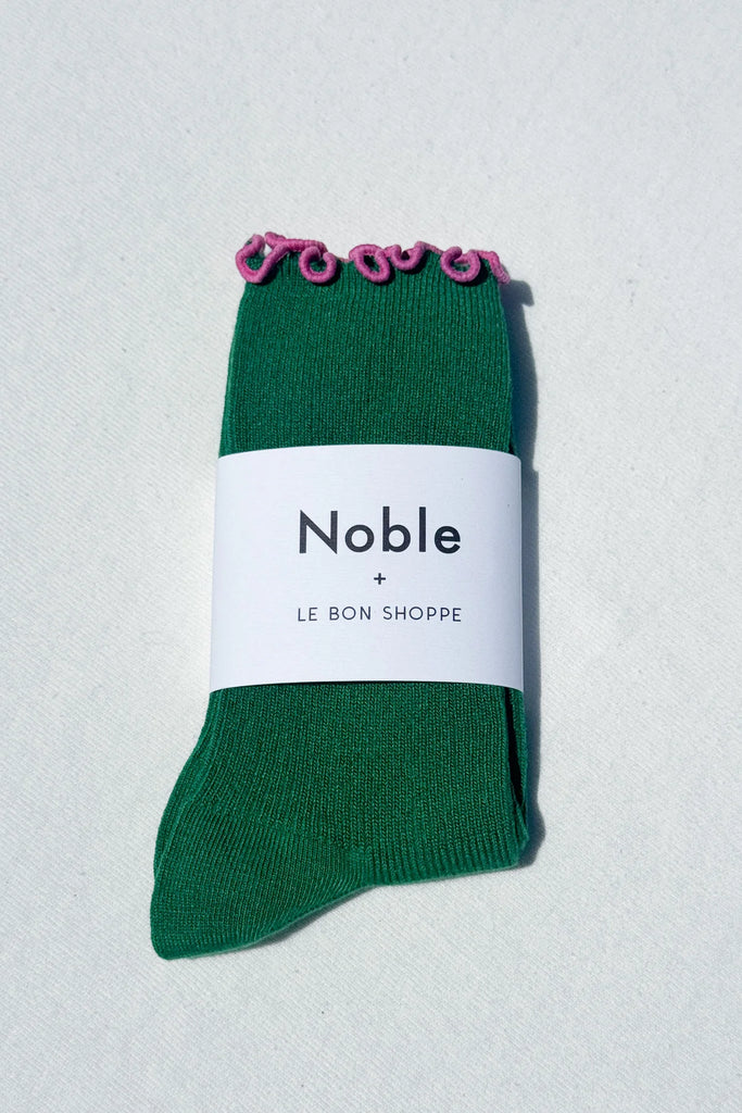 Ruffled Modal Socks (Spinach) by Le Bon Shoppe