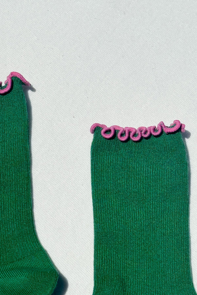 Ruffled Modal Socks (Spinach) by Le Bon Shoppe