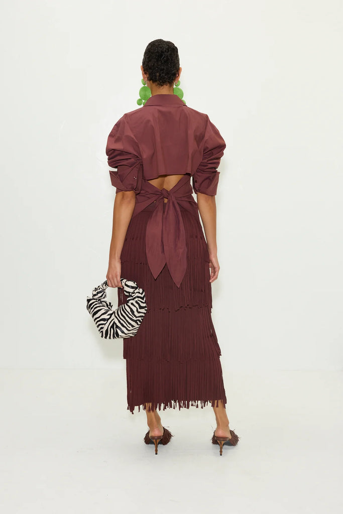 Za Za Knit Fringe Skirt (Choco Brown) by Simon Miller