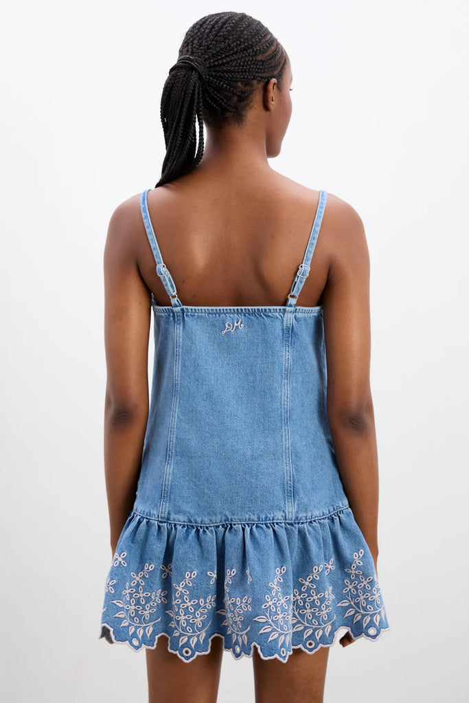 Lana Mini Dress (Embroidered Denim) by Damson Madder