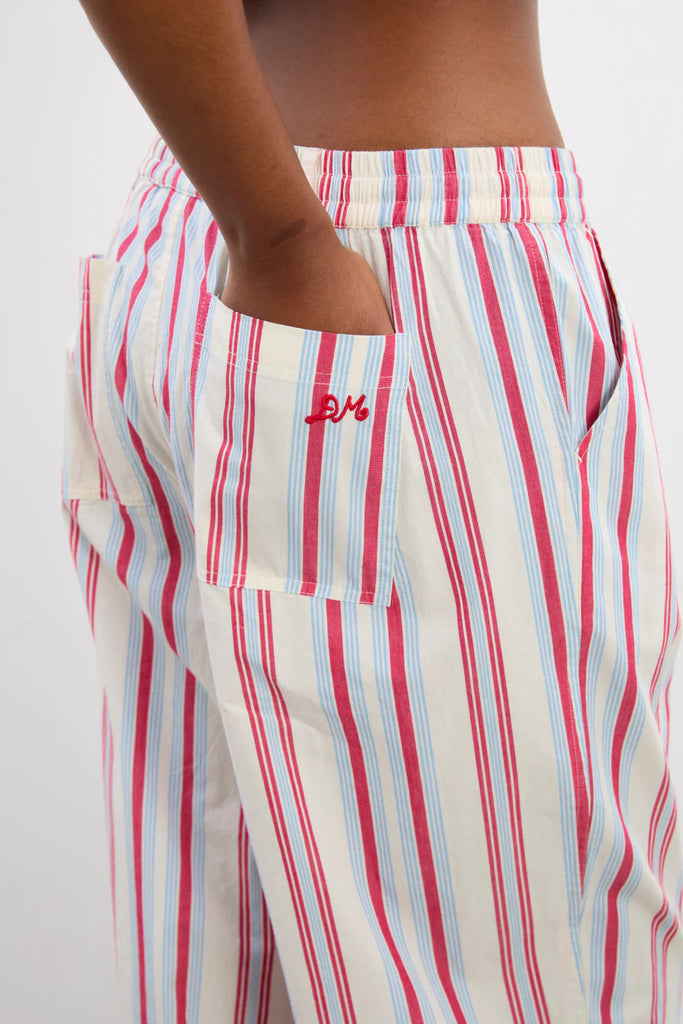 Georgia Trousers (Butter Cherry Stripe) by Damson Madder
