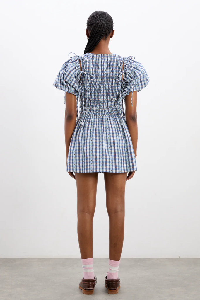 Becca Bubble Mini Dress (Margot Gingham) by Damson Madder
