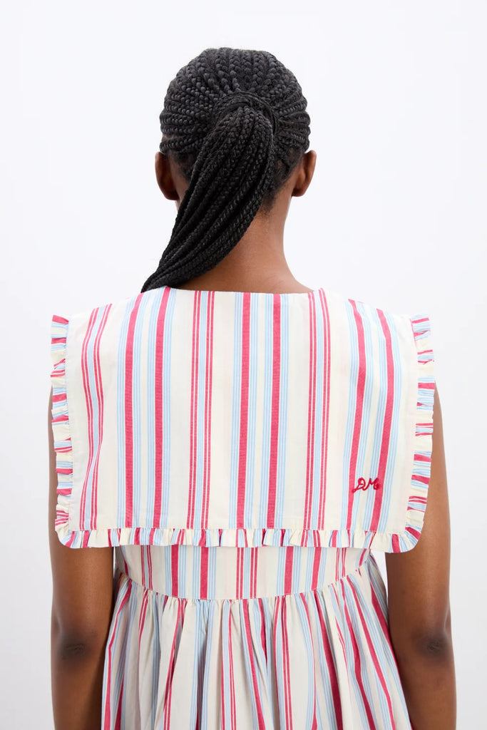 Josephine Midi Dress (Butter Cherry Stripe) by Damson Madder