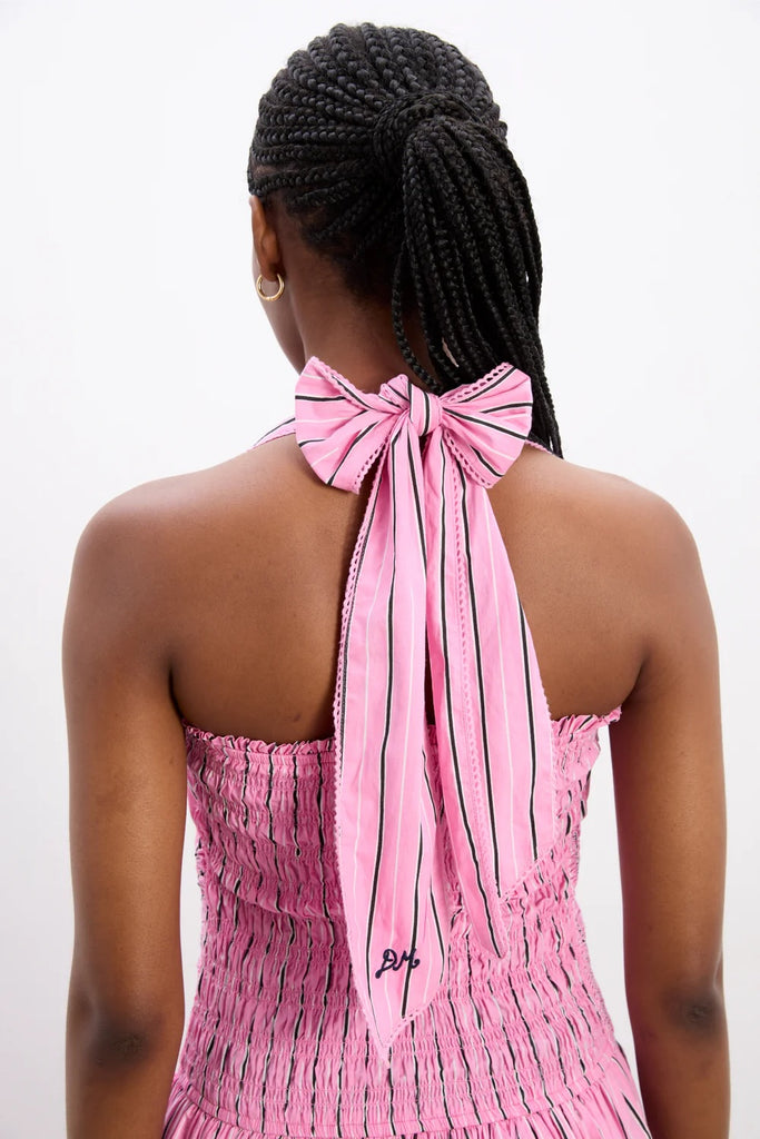Mia Midi Dress (Pink Business Stripe) by Damson Madder