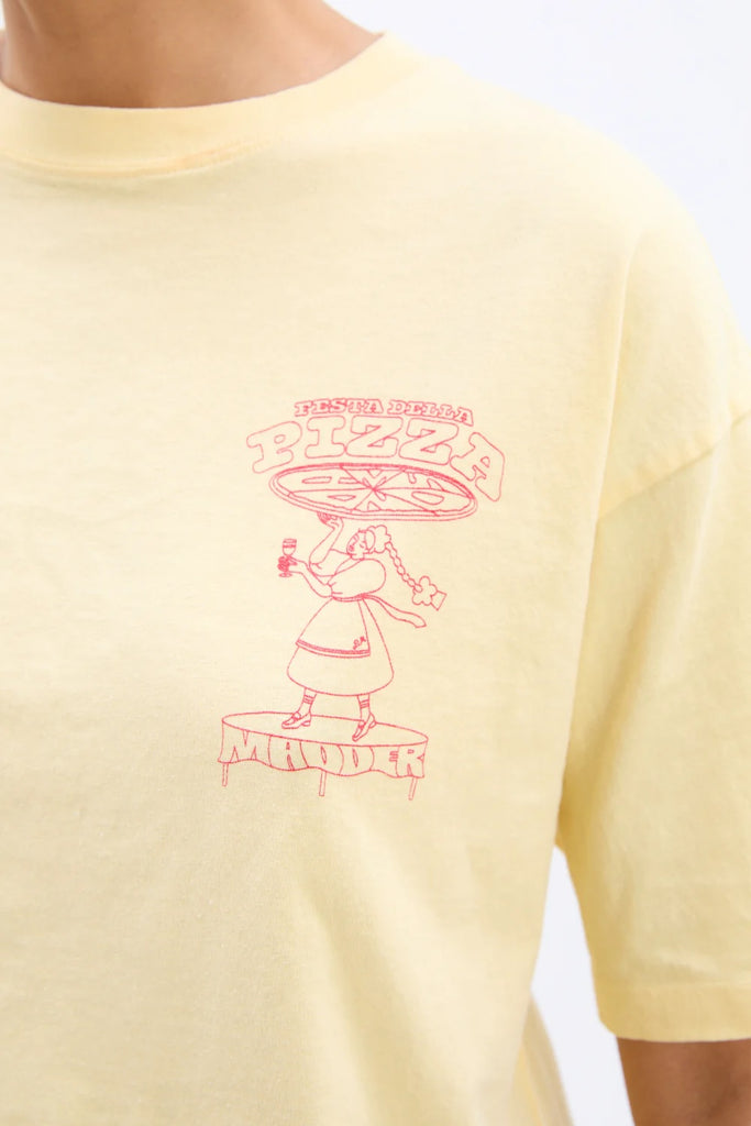Pizza Party Boyfriend Tee (Yellow) by Damson Madder