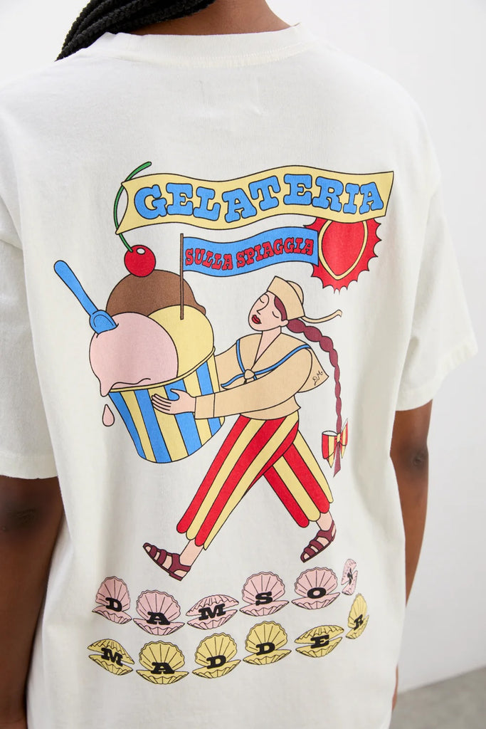 Gelati Girl Boyfriend Tee (White) by Damson Madder