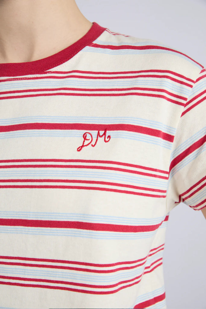 Ariel Shrunken Pointelle Tee (Butter Stripe) by Damson Madder