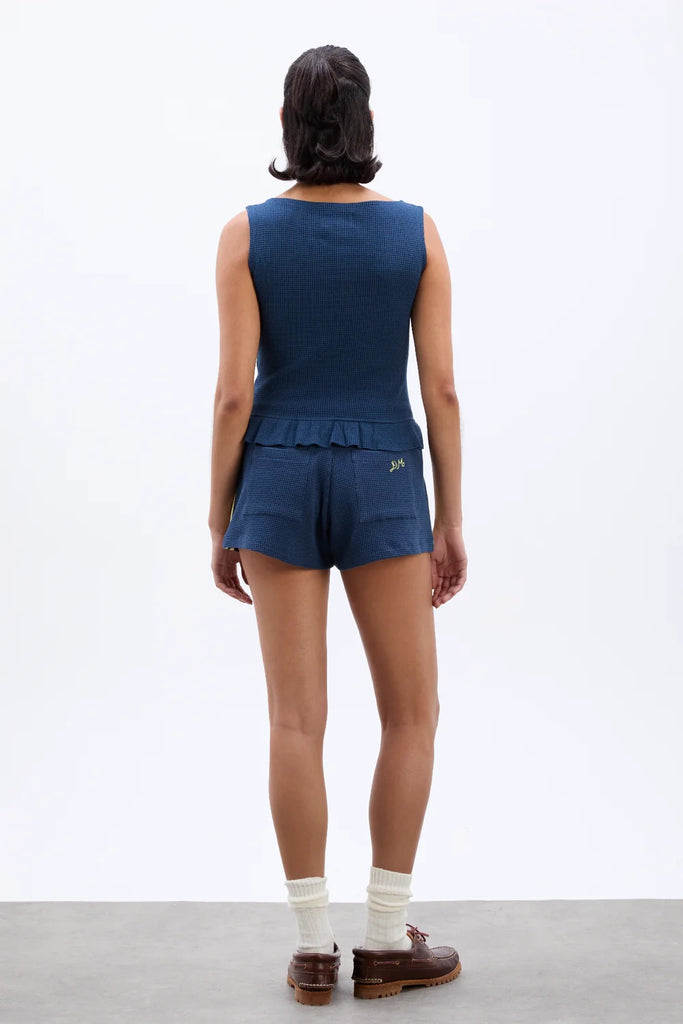 Pippa Waffle Shorts (Navy/Butter) by Damson Madder
