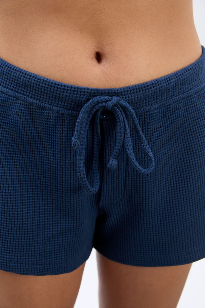 Pippa Waffle Shorts (Navy/Butter) by Damson Madder