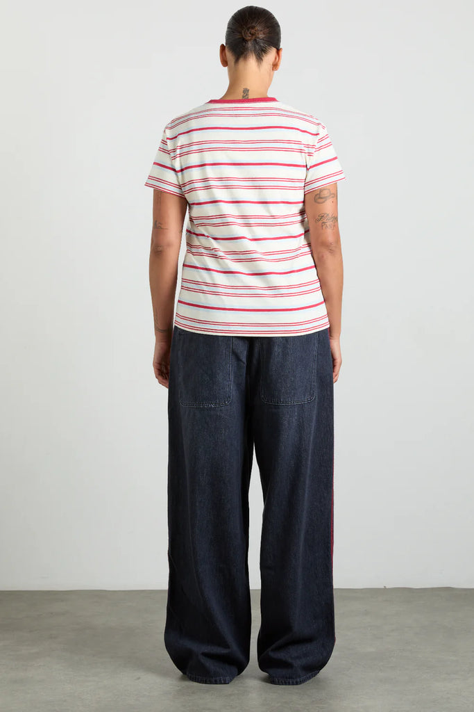 Ariel Shrunken Pointelle Tee (Butter Stripe) by Damson Madder