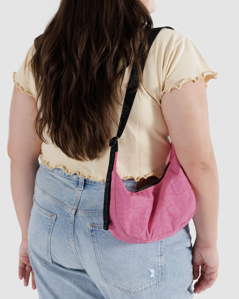 Small Nylon Crescent Bag (Azalea Pink)