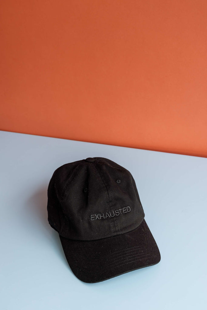 Exhausted Cap (Black on Black) by Intentionally Blank