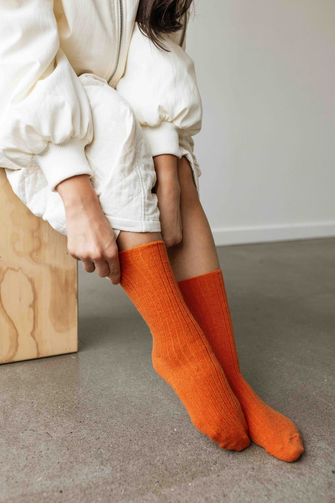 Lambswool Socks (Orange) by The Yo Store