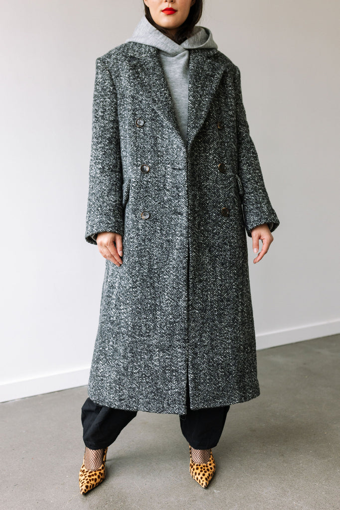 Coat with straight shoulders - Black White by Stella Nova