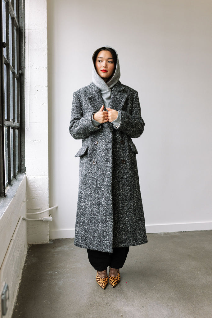 Coat with straight shoulders - Black White by Stella Nova