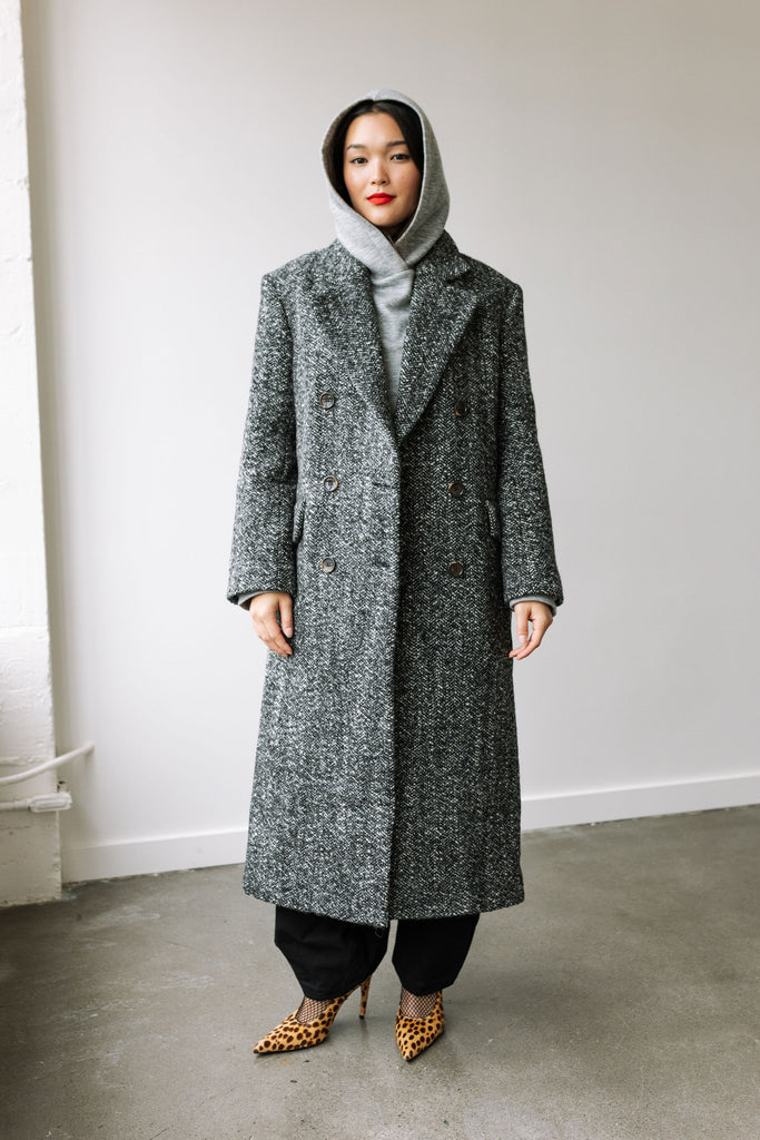 Coat with straight shoulders - Black White by Stella Nova