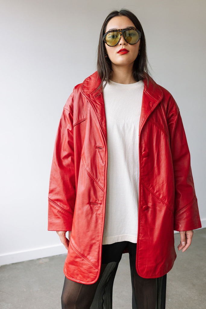 Yo Vintage Red Button Down Jacket (M) by Yo Vintage