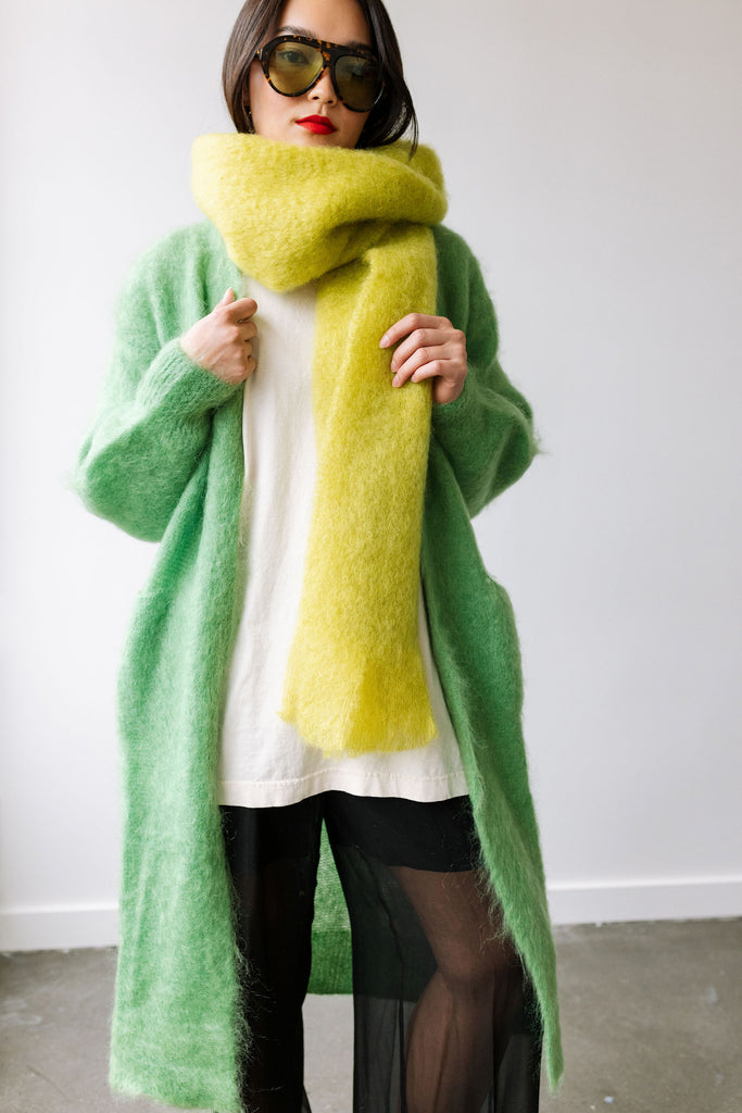 Mohair Blend Fluffy Cardigan (Aloe) by ottod'Ame