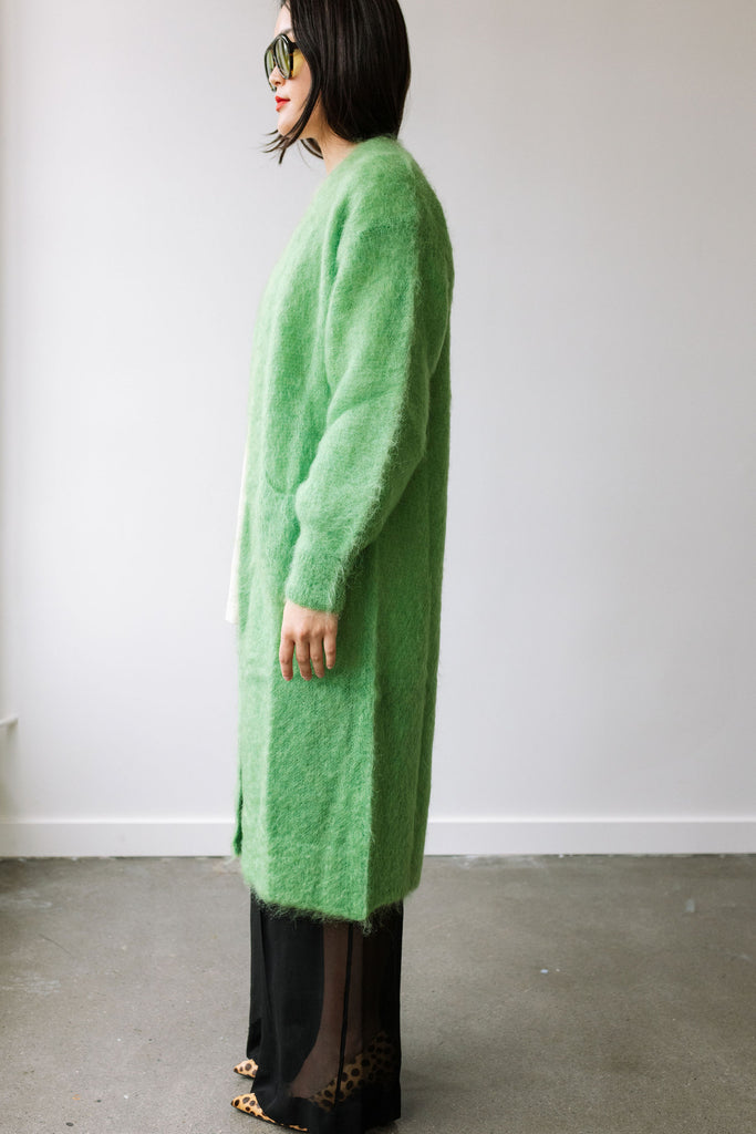 Mohair Blend Fluffy Cardigan (Aloe) by ottod'Ame